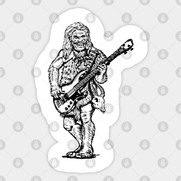 SEEMBO Neanderthal Playing Guitar Guitarist Musician Band Sticker by SEEMBO